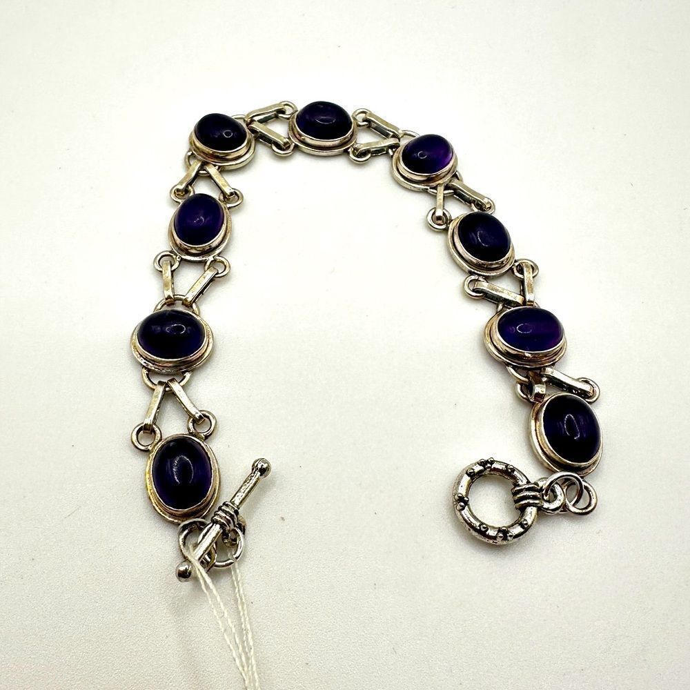 SALE! Deep purple amethyst‎ cabochon tennis bracelet!